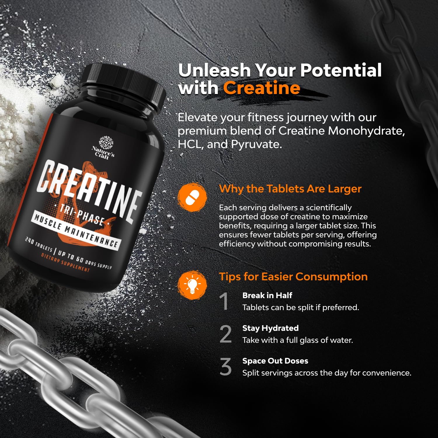 Natures Craft Creatine Monohydrate Tablets ingredients list