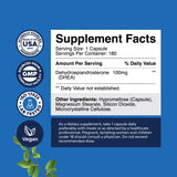 Natures Craft DHEA Supplement 100mg capsule label close-up