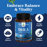 Natures Craft DHEA Supplement 100mg capsule on a wooden table