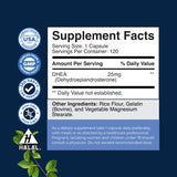 Natures Craft DHEA Supplement 50g side view of packaging