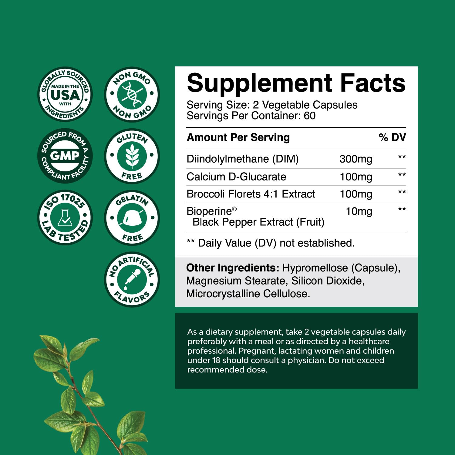 Natures Craft DIM Supplement 100g side view