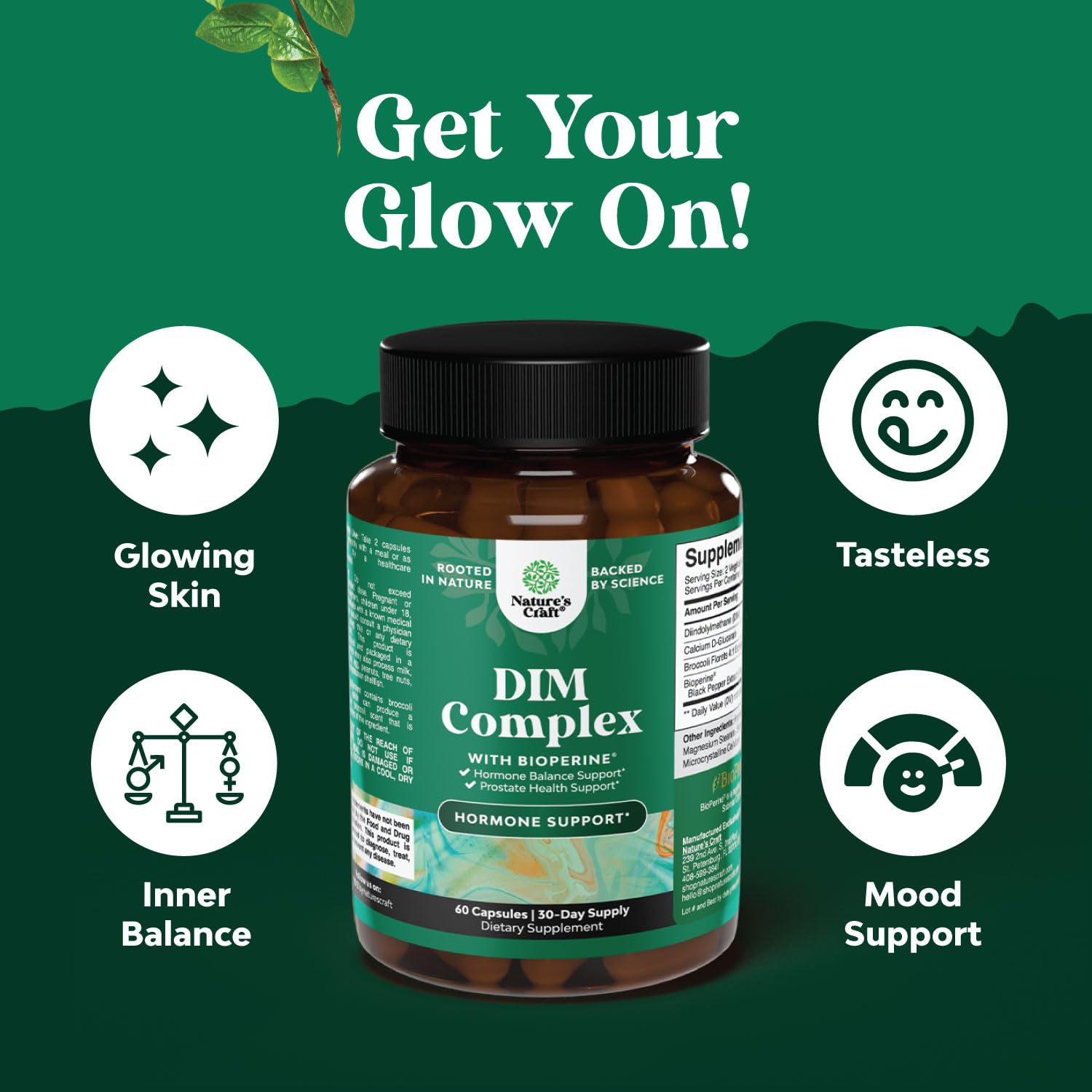 Natures Craft DIM Supplement for Men 60 Capsules bottle packaging