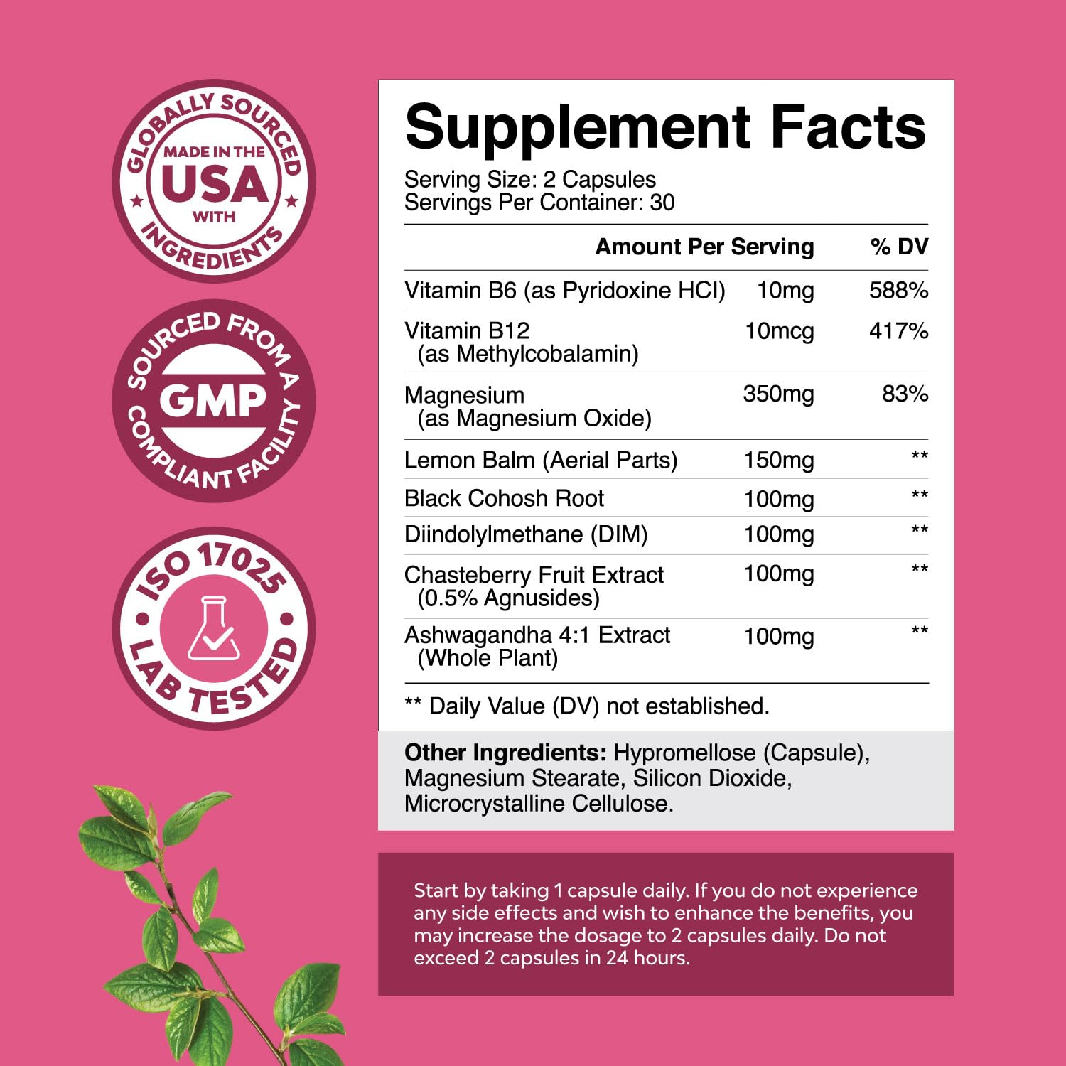 Natures Craft DIM Supplements with ingredients list