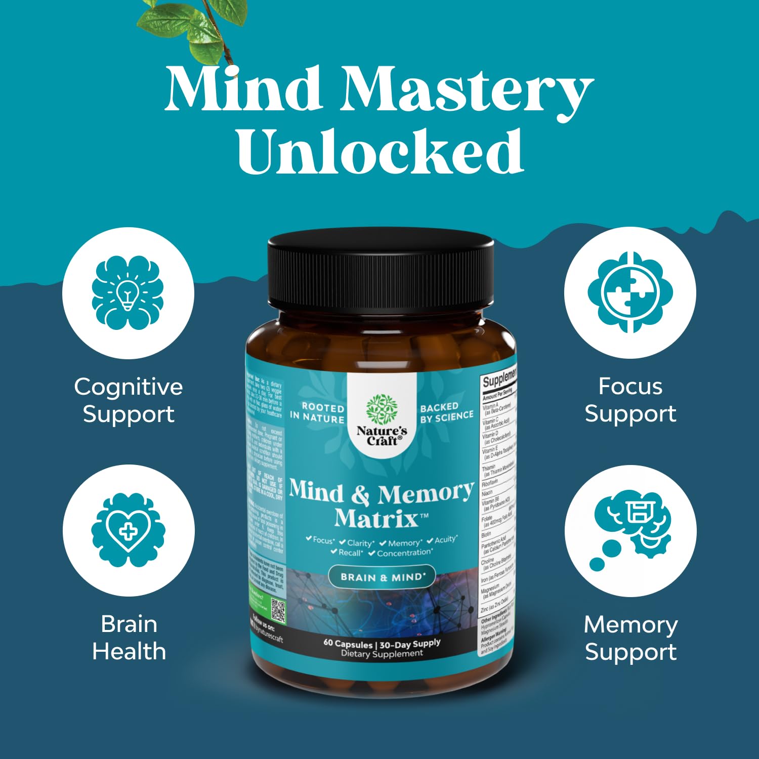Natures Craft DMAE Brain Supplement side view of packaging