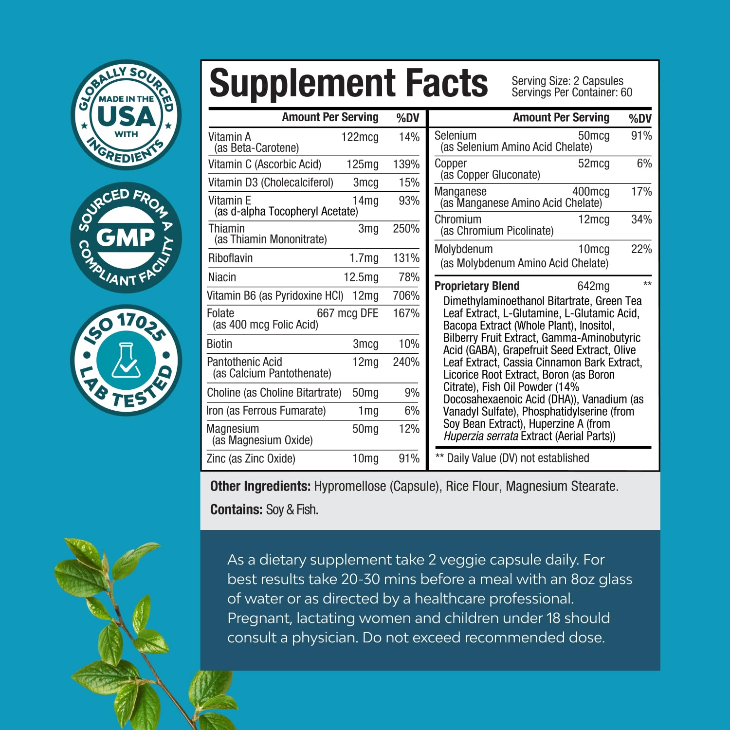 Natures Craft DMAE Brain Support Supplement capsules close-up