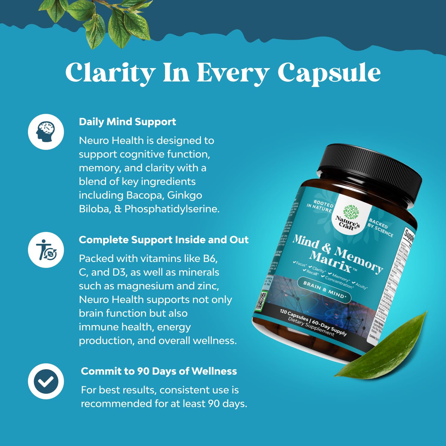 Natures Craft DMAE Brain Support Supplement side view