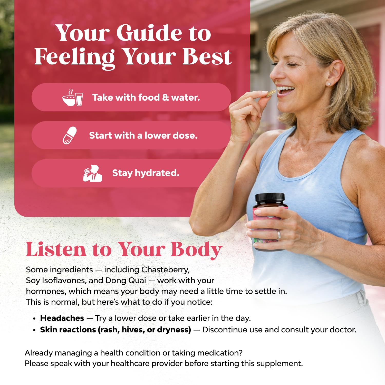 Natures Craft Dong Quai Menopause Support Capsules with a measuring spoon