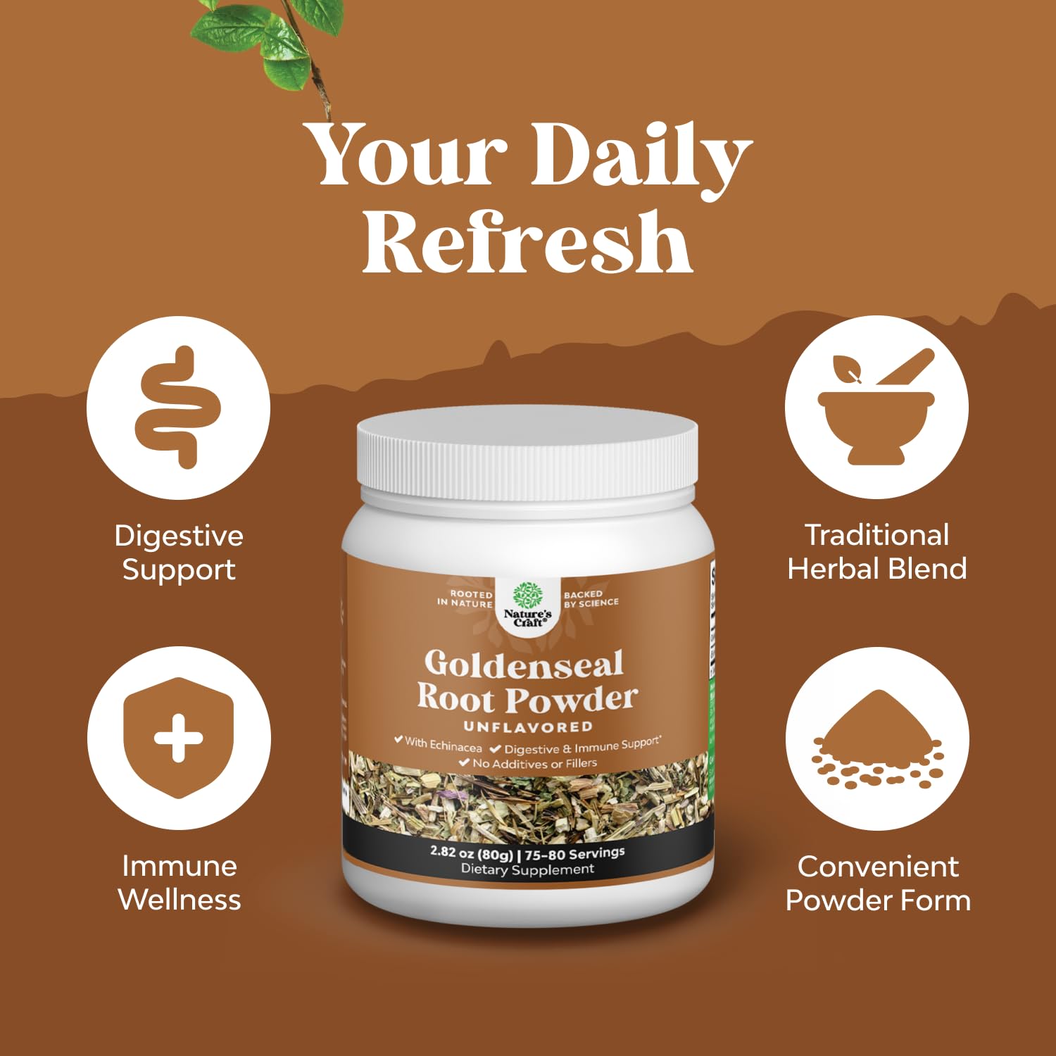 Natures Craft Echinacea Goldenseal Powder 118g side view