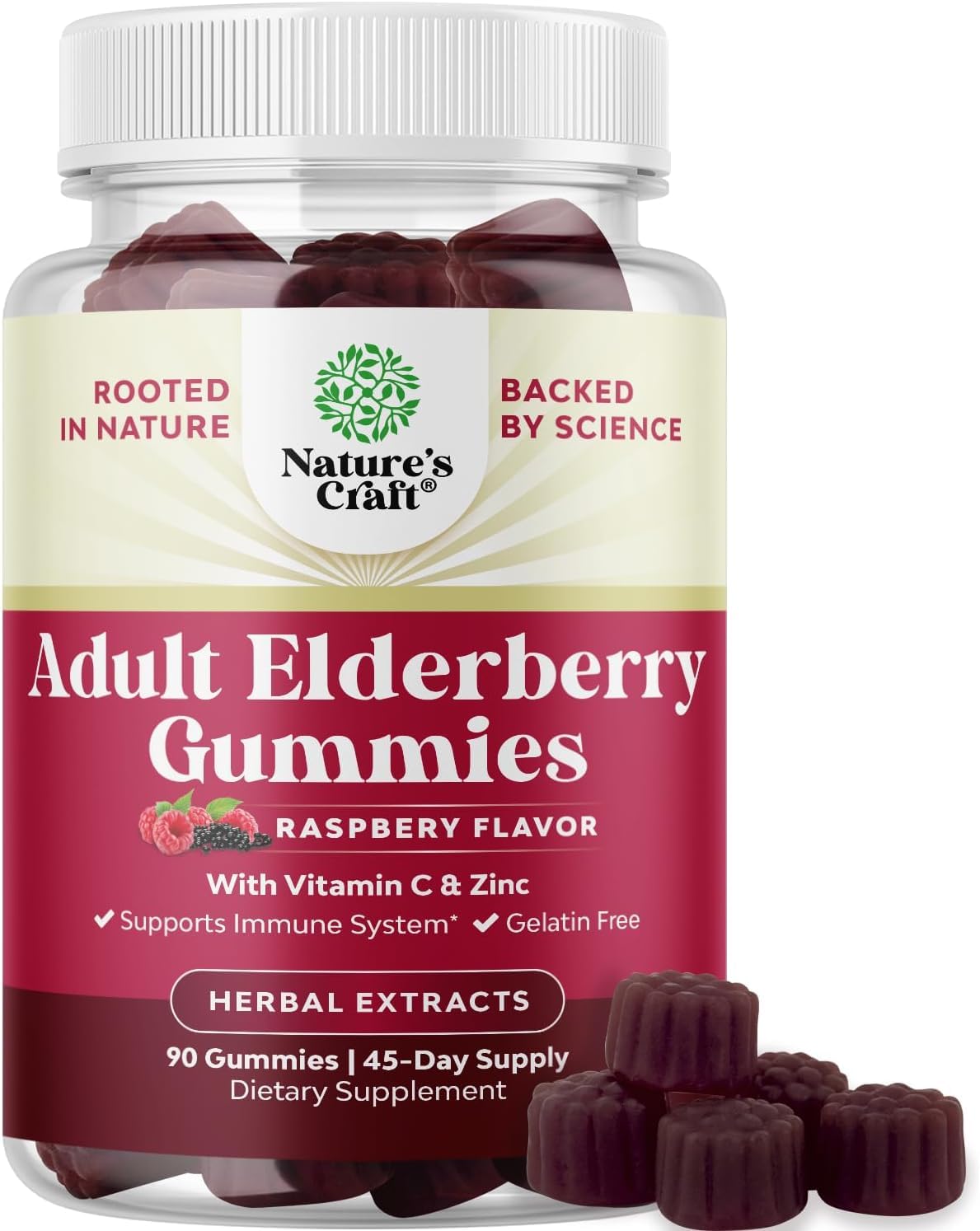 Natures Craft Elderberry Gummies front view with packaging