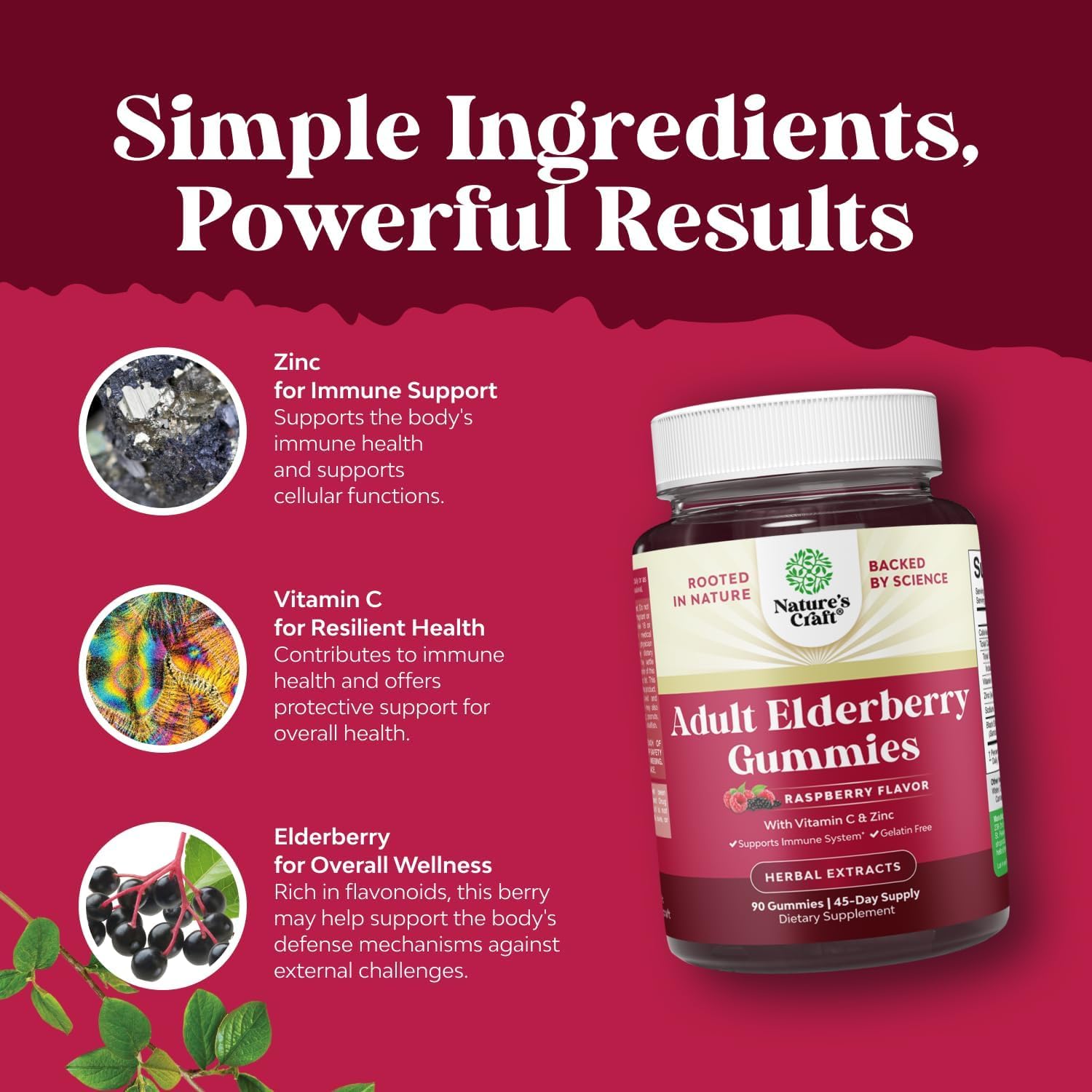 Natures Craft Elderberry Gummies in a bowl