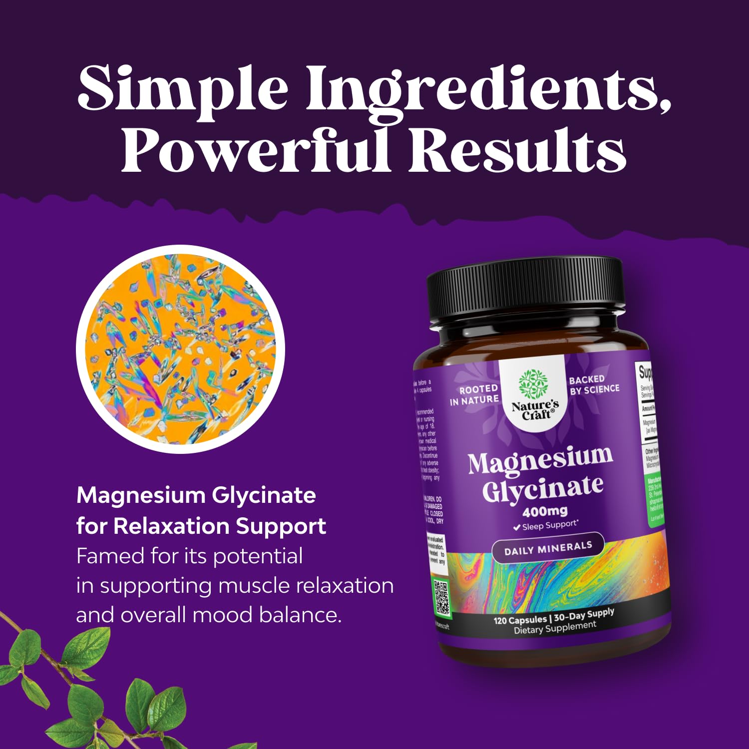 Natures Craft Extra Strength Magnesium 400mg capsules on a wooden table
