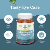 Natures Craft Eye Gummies with a child smiling while taking one