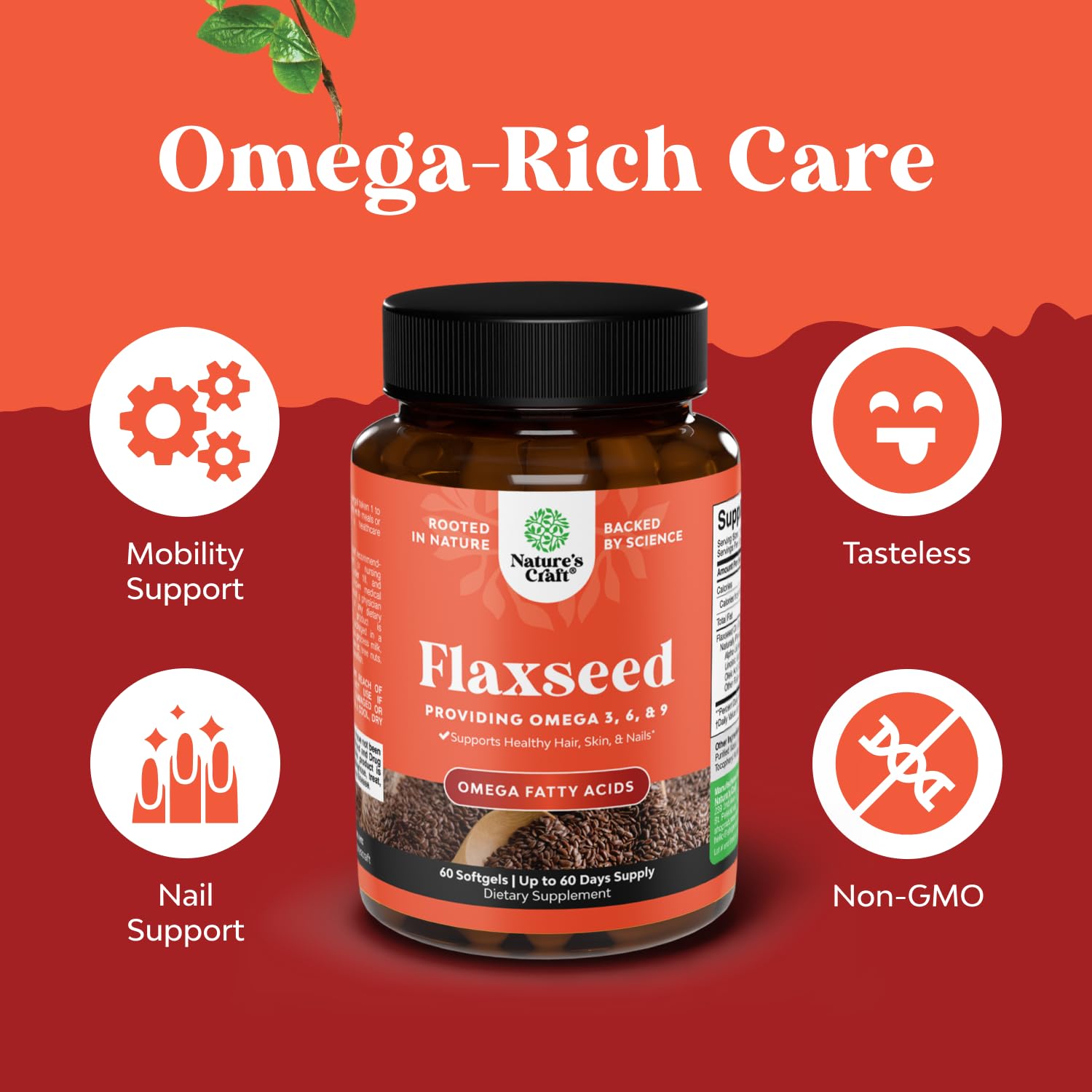 Natures Craft Flax Seed Oil Omega 3 Capsules close-up