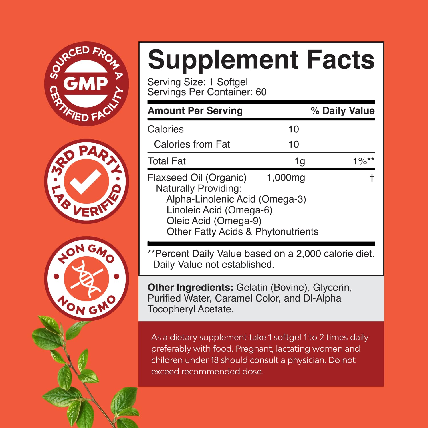 Natures Craft Flax Seed Oil Omega 3 Capsules packaging