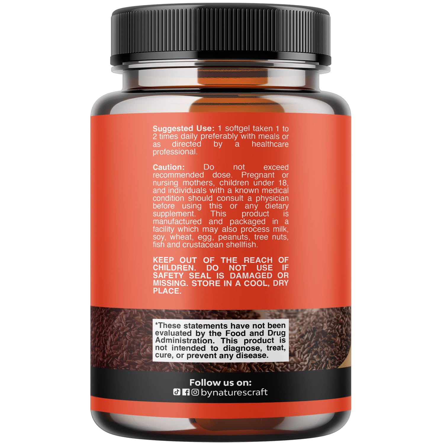 Natures Craft Flax Seed Oil Omega 3 Capsules side view