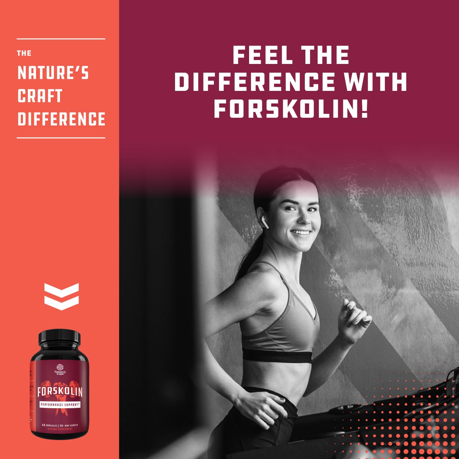 Natures Craft Forskolin Fat Burner 500mg capsules on a wooden table