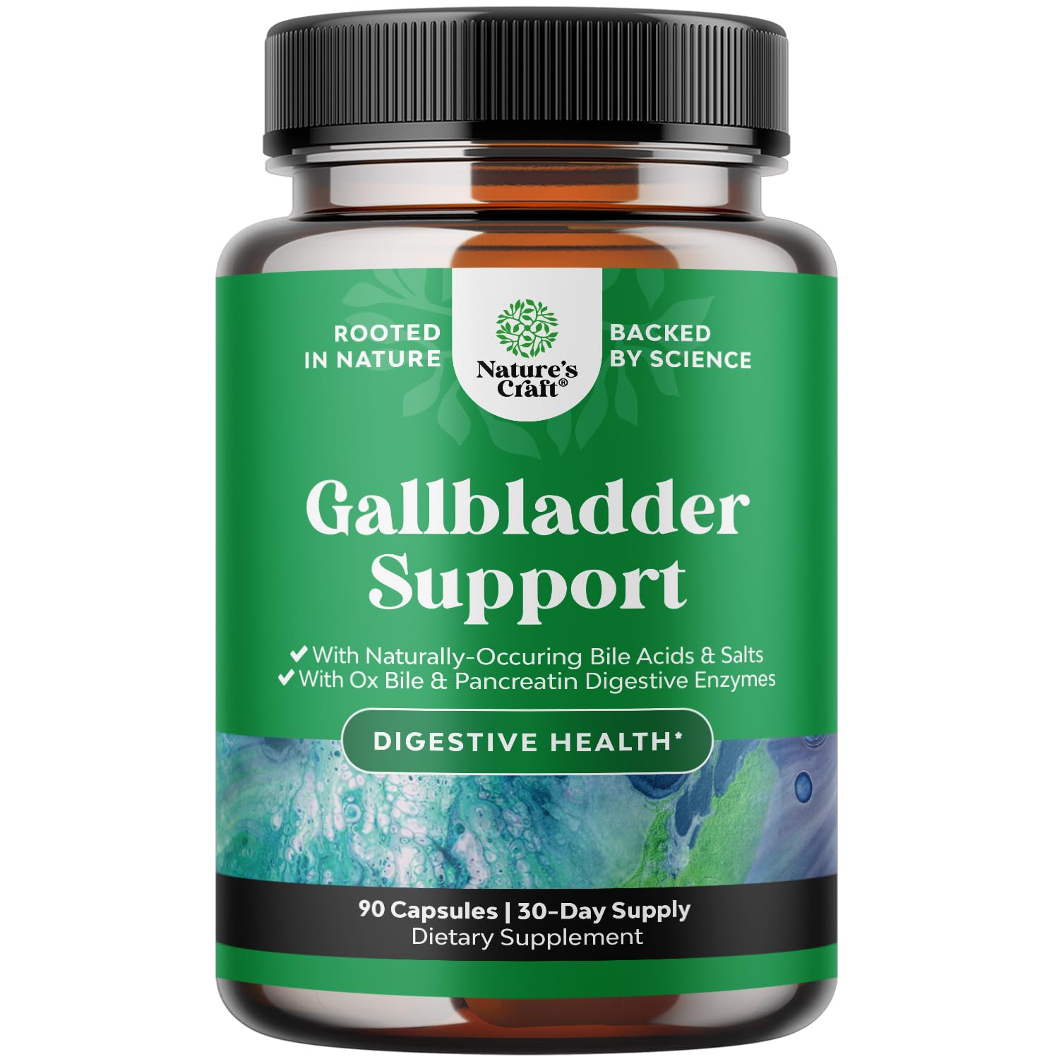 Natures Craft Gallbladder Support Multi-Enzymes 500mg front view