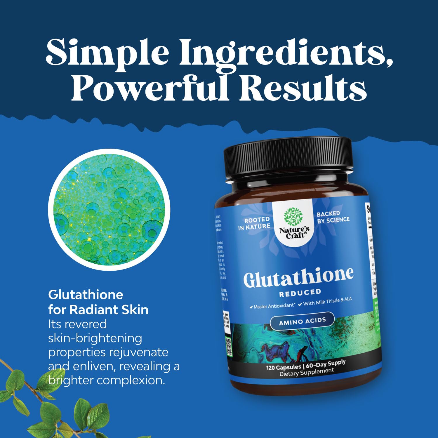 Natures Craft Glutathione Milk Thistle Capsules 1000mg bottle with label