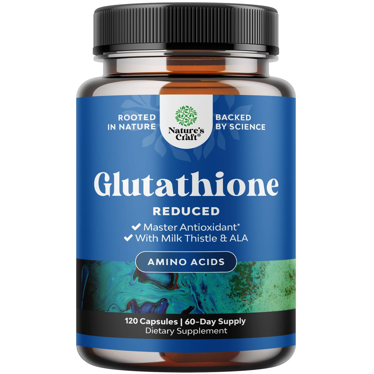 Natures Craft Glutathione Milk Thistle Capsules 1000mg front view
