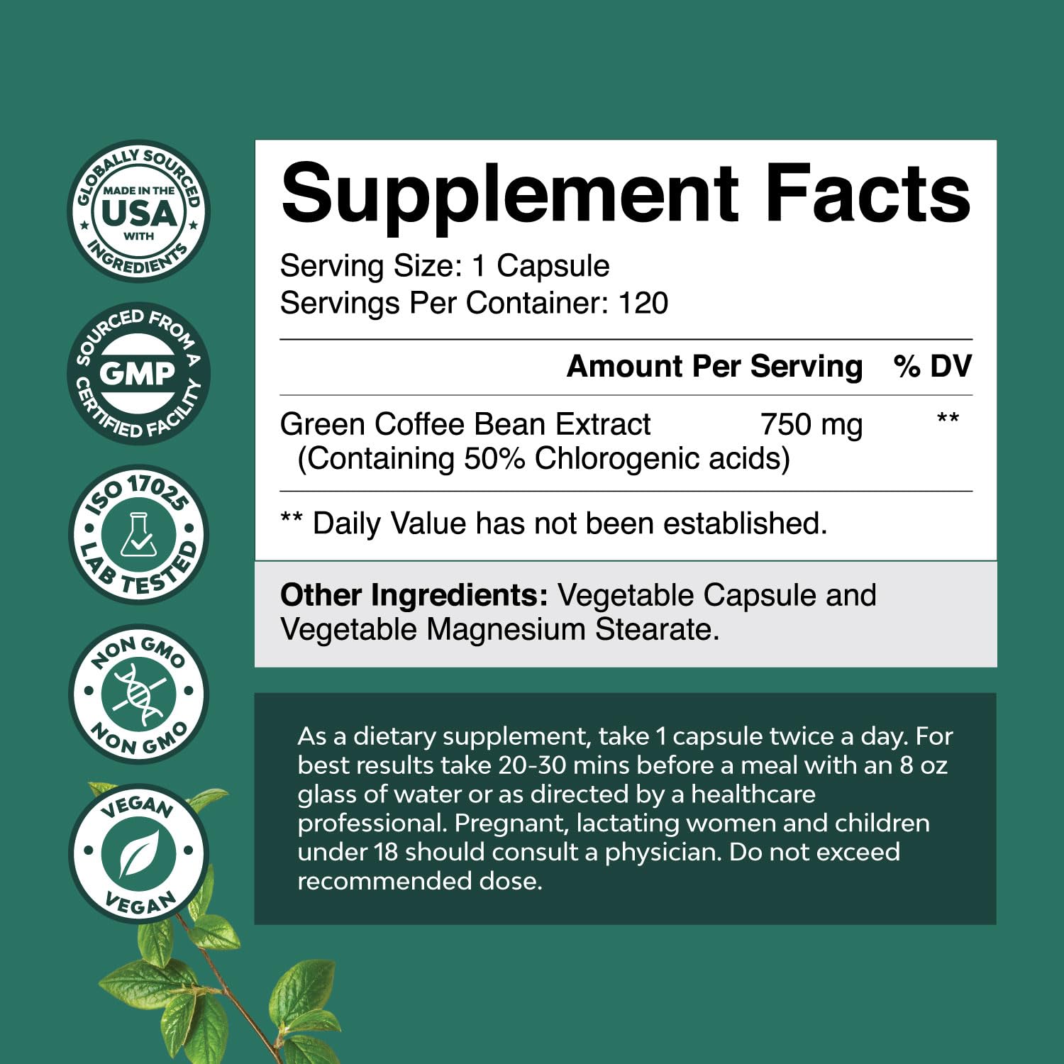 Natures Craft Green Coffee Bean Extract 141g bottle with label