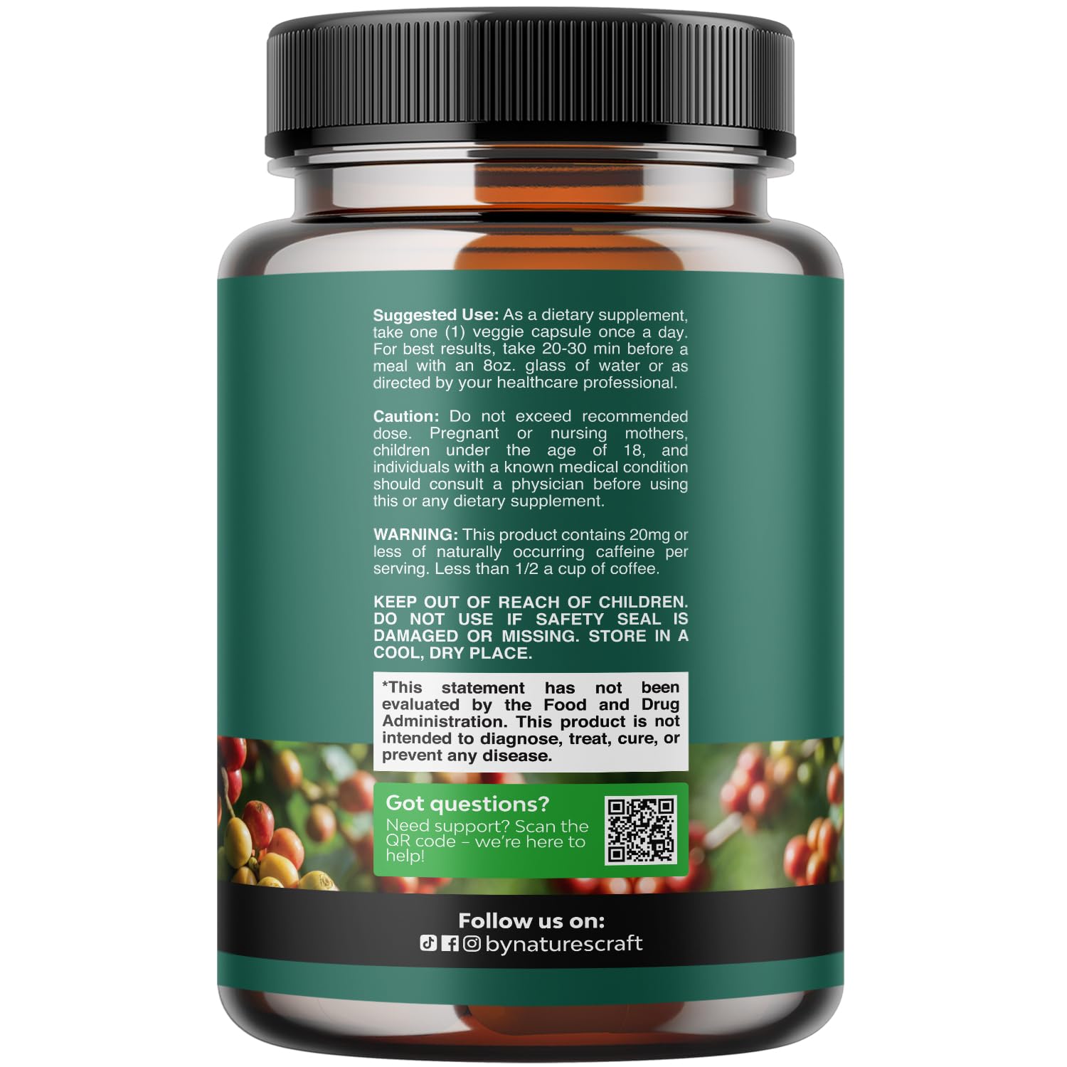 Natures Craft Green Coffee Bean Extract 141g side view