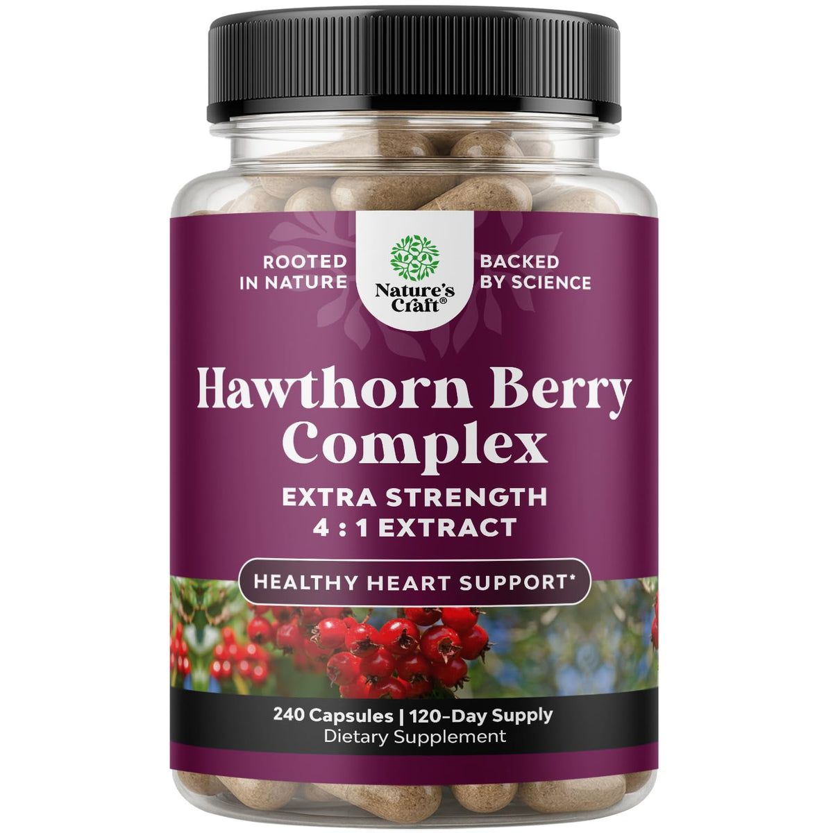 Natures Craft Hawthorn Berry Supplement 4:1 Extract bottle front view