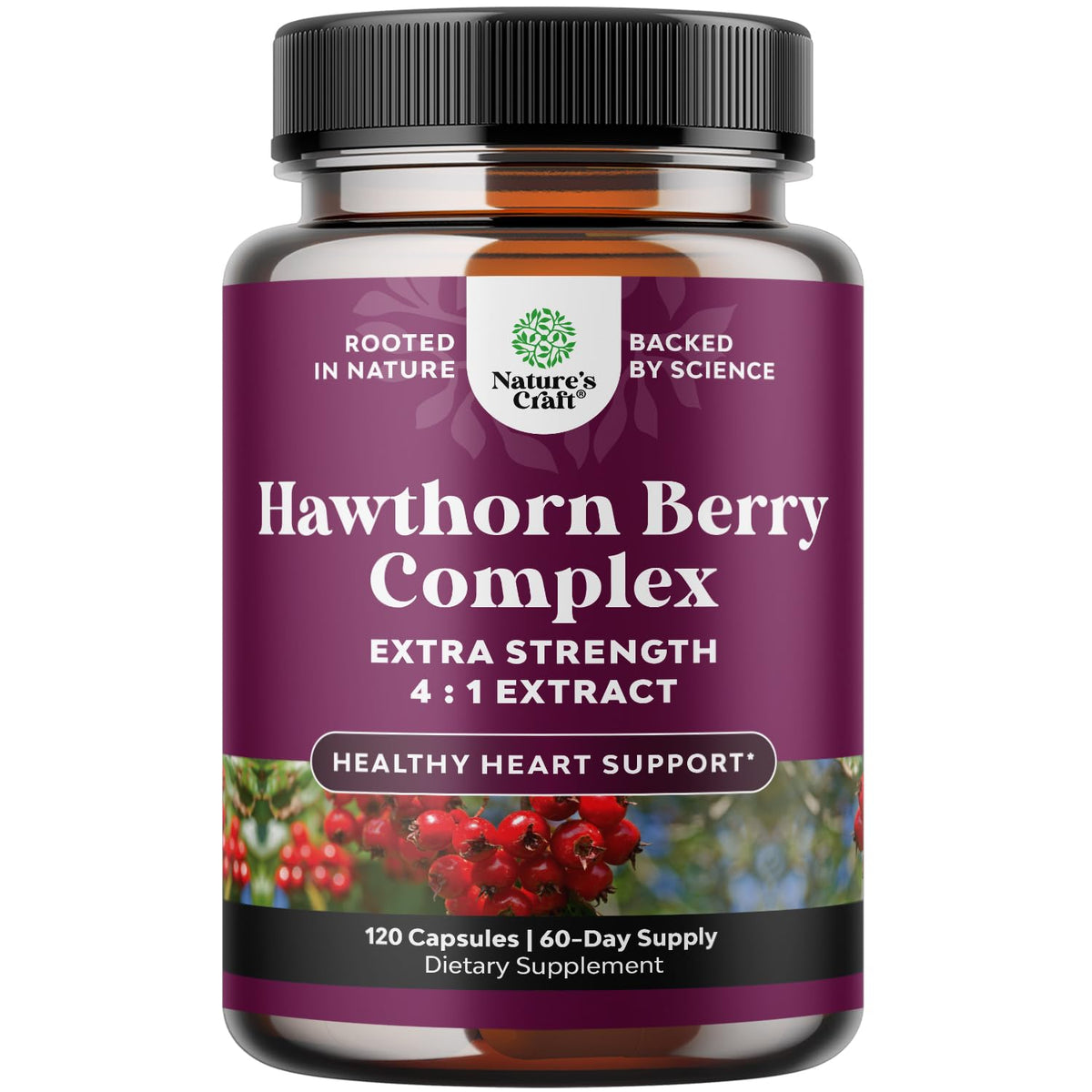 Natures Craft Hawthorn Berry Supplement 60 capsules front view