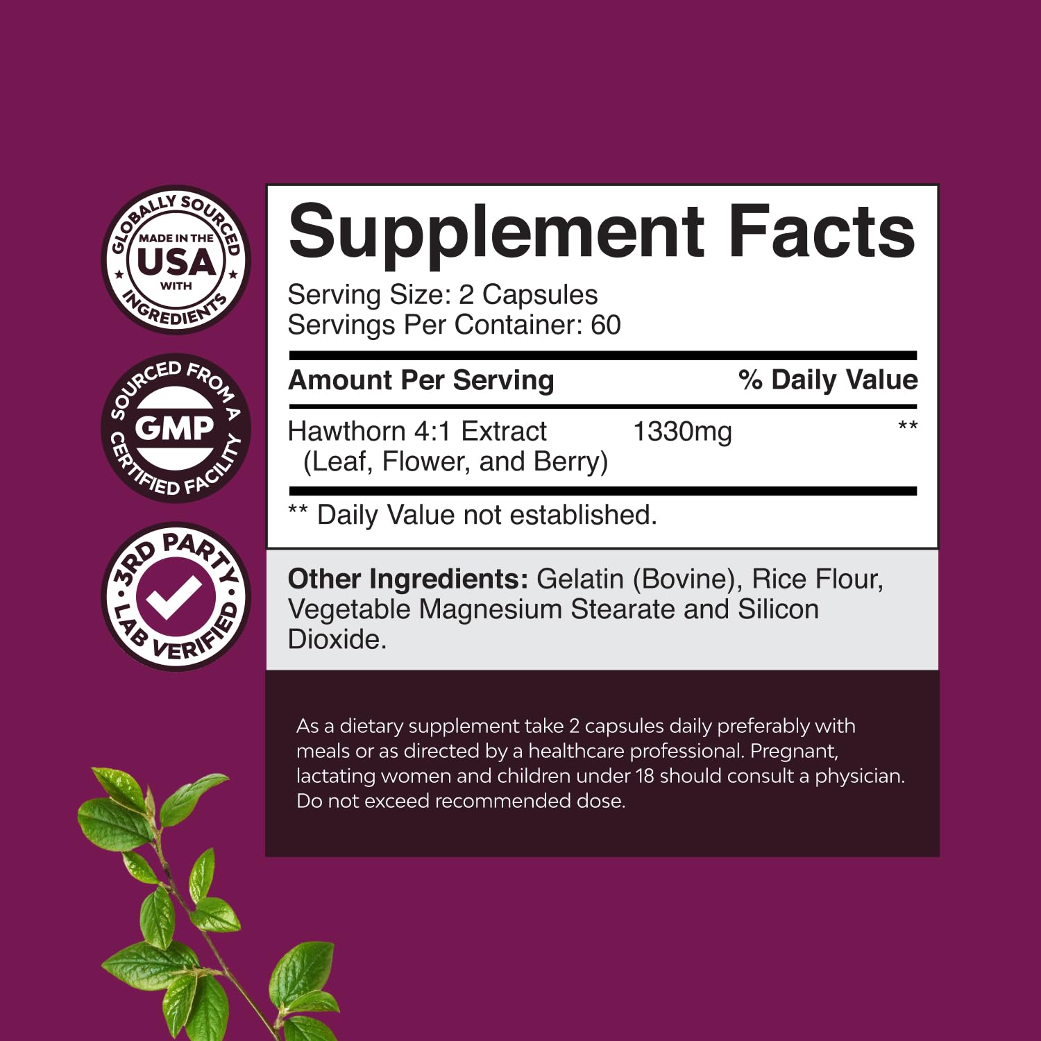 Natures Craft Hawthorn Berry Supplement packaging with natural background