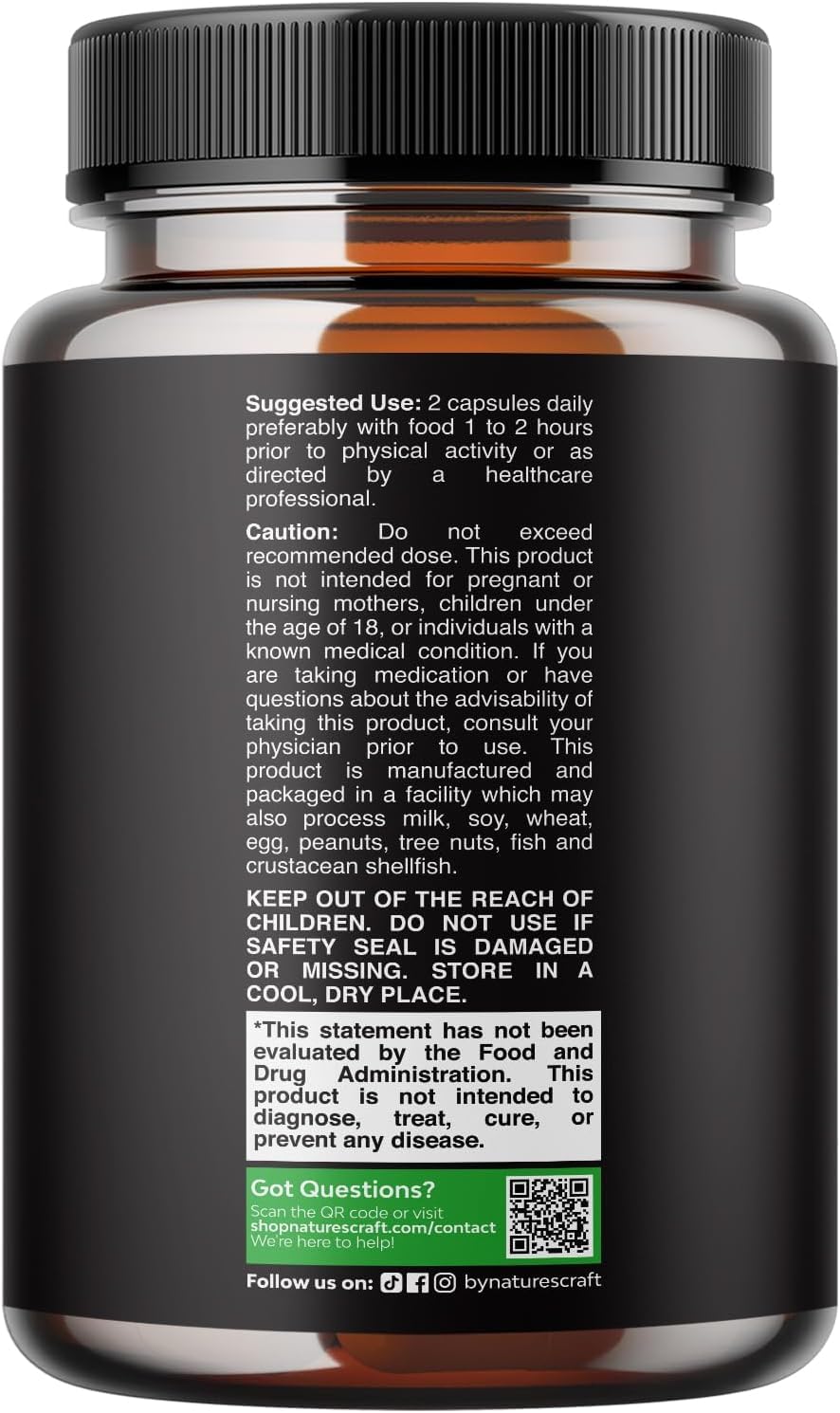 Natures Craft Horny Goat Weed Supplement 1000mg back view
