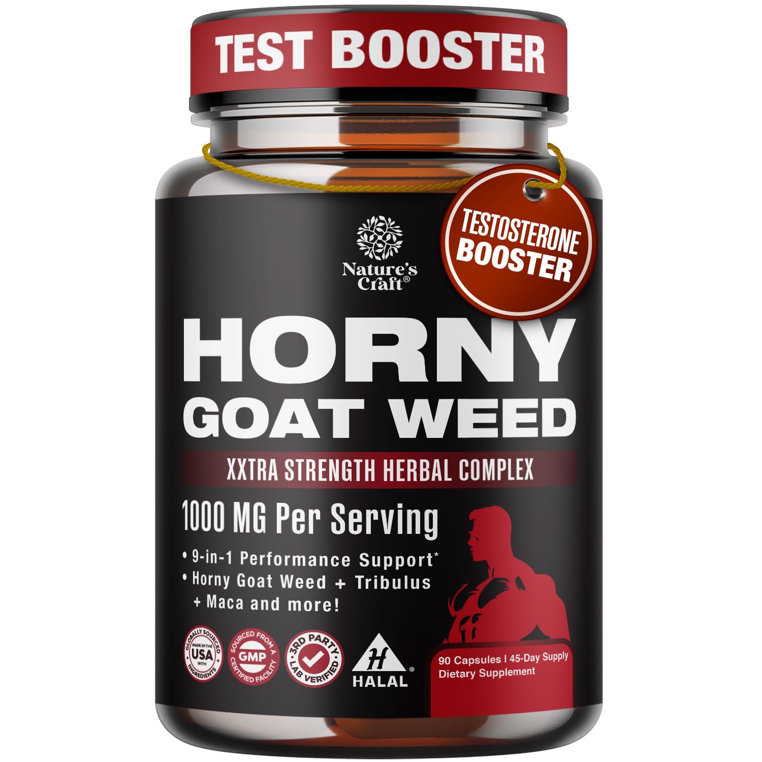 Natures Craft Horny Goat Weed Supplement 1000mg front view