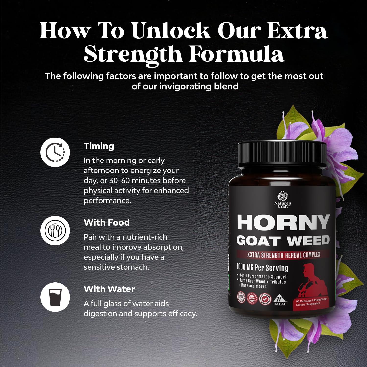 Natures Craft Horny Goat Weed Supplement 1000mg ingredients list
