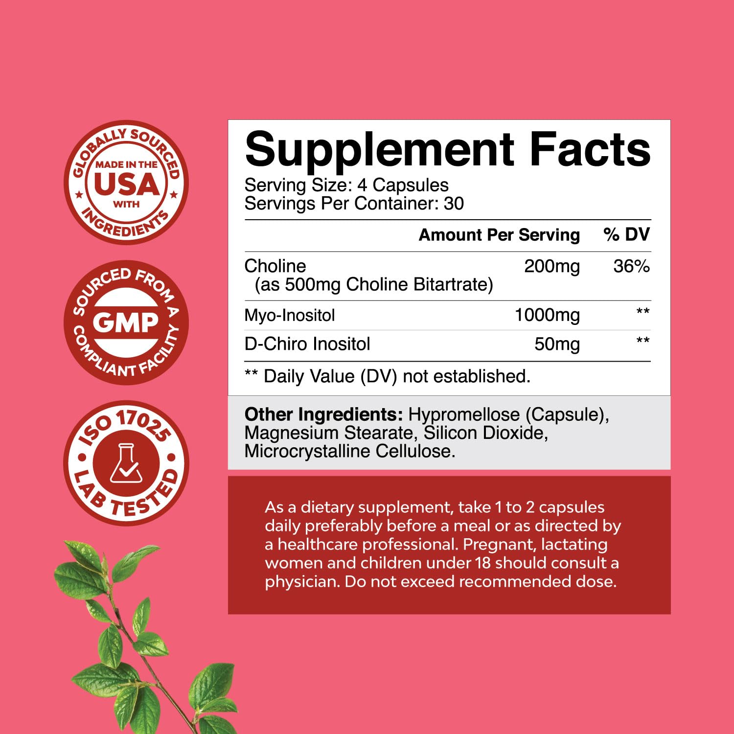 Natures Craft Inositol B8 Supplement 109g side view