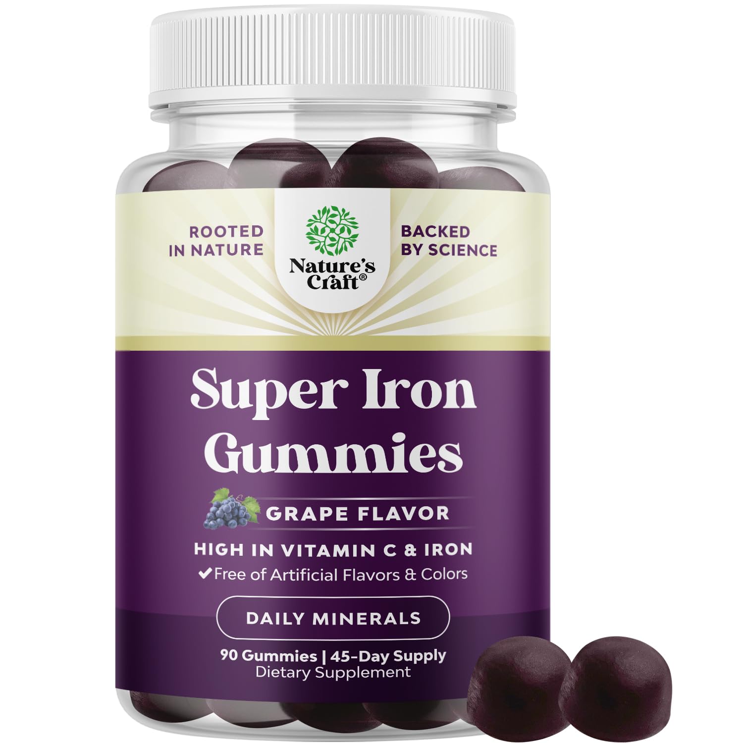 Natures Craft Iron Gummies 308g front view with packaging