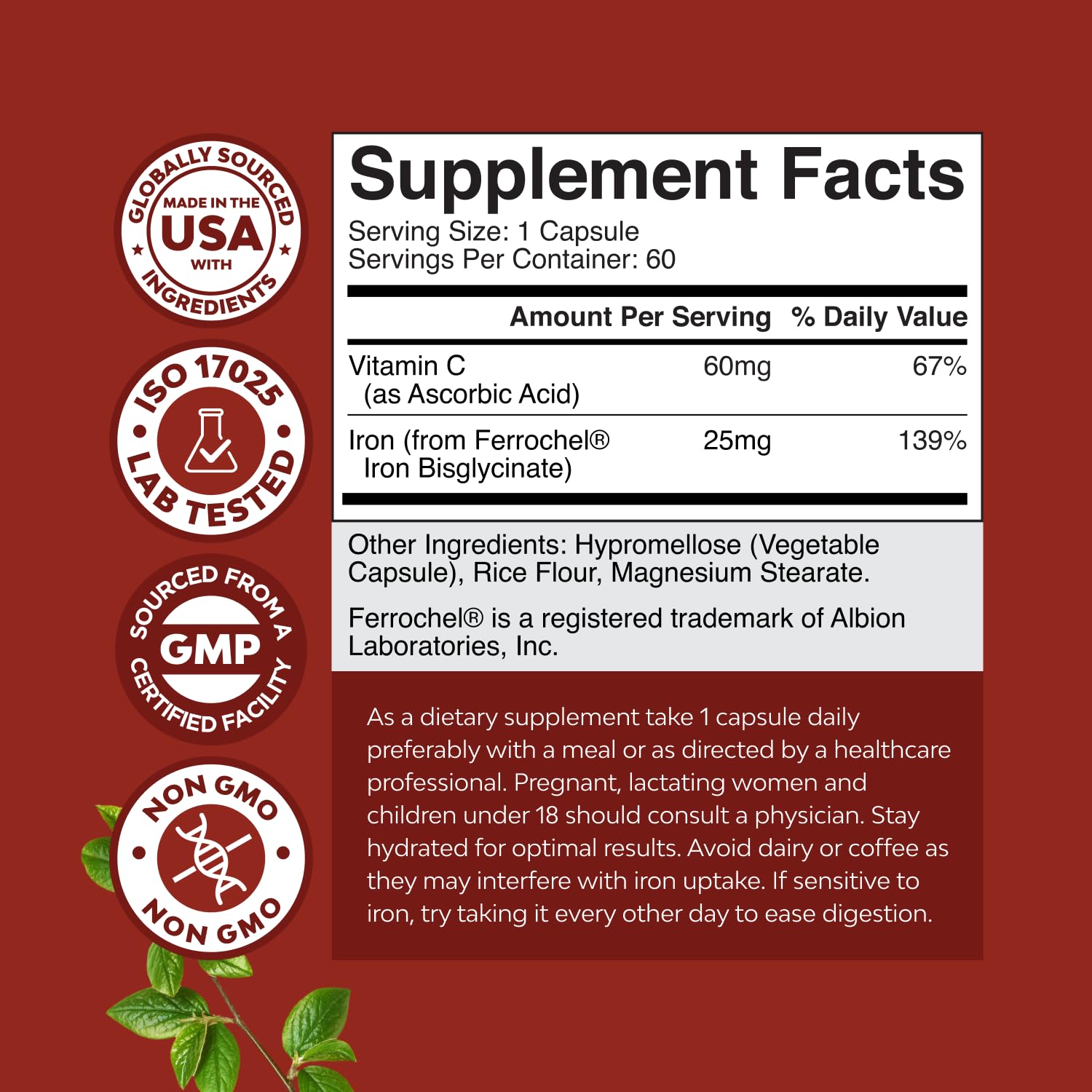 Natures Craft Iron Supplement 73g capsule close-up