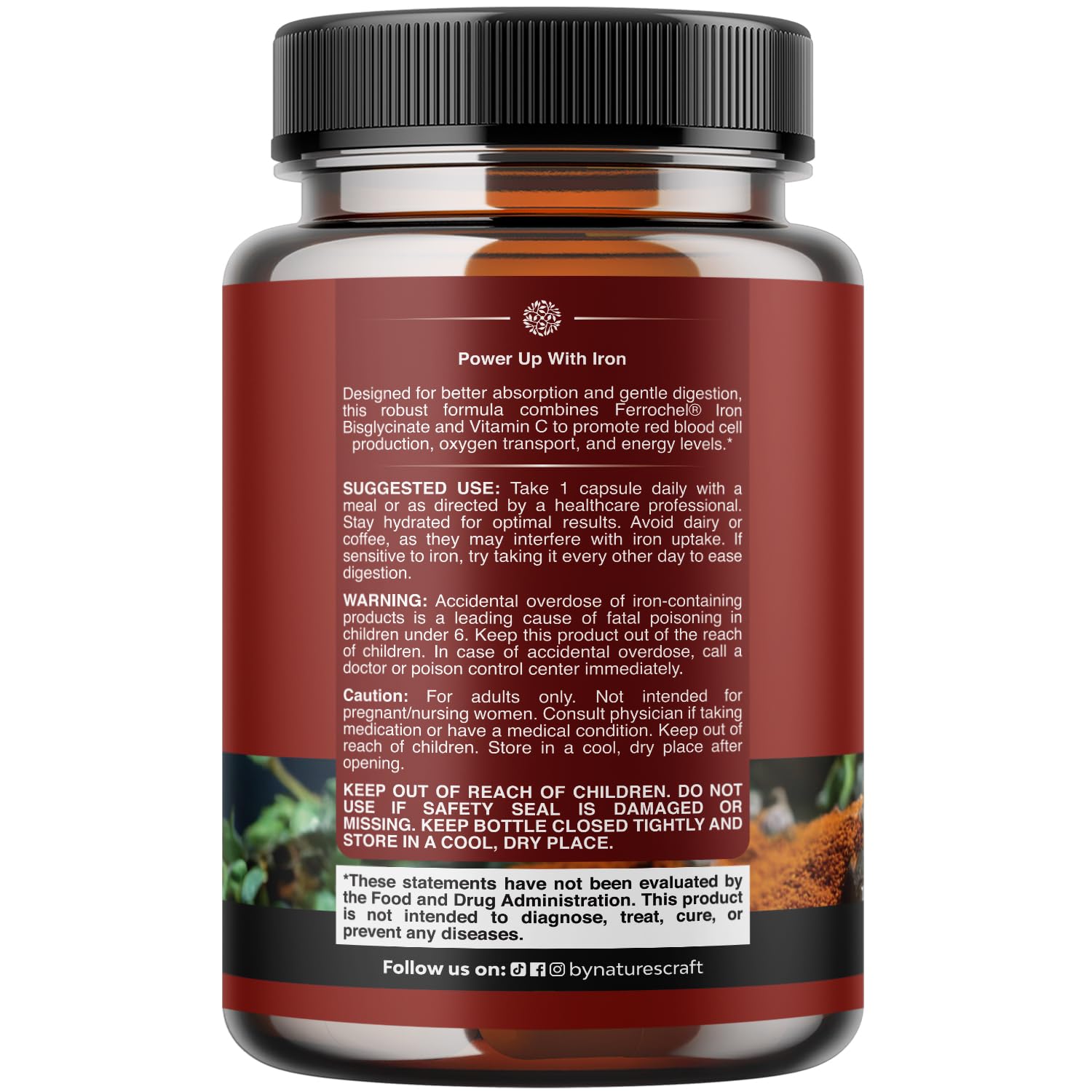 Natures Craft Iron Supplement 73g side view