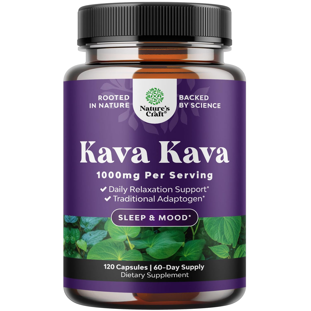 Natures Craft Kava Kava Capsules 1000mg front view