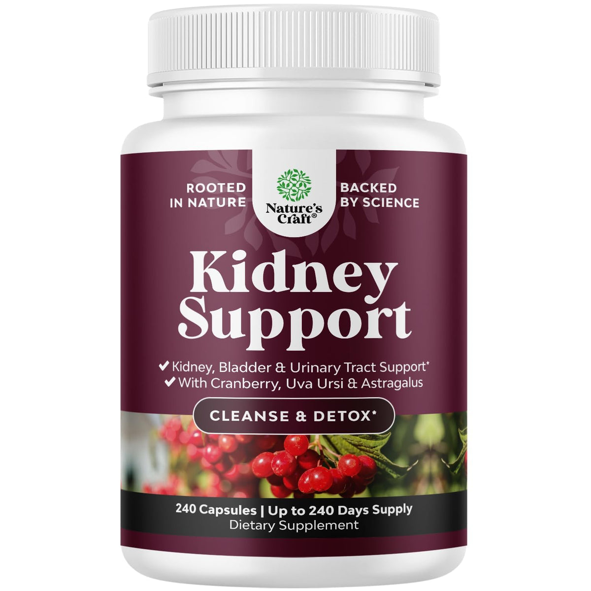 Natures Craft Kidney Support Herbal Supplement 60 capsules front view