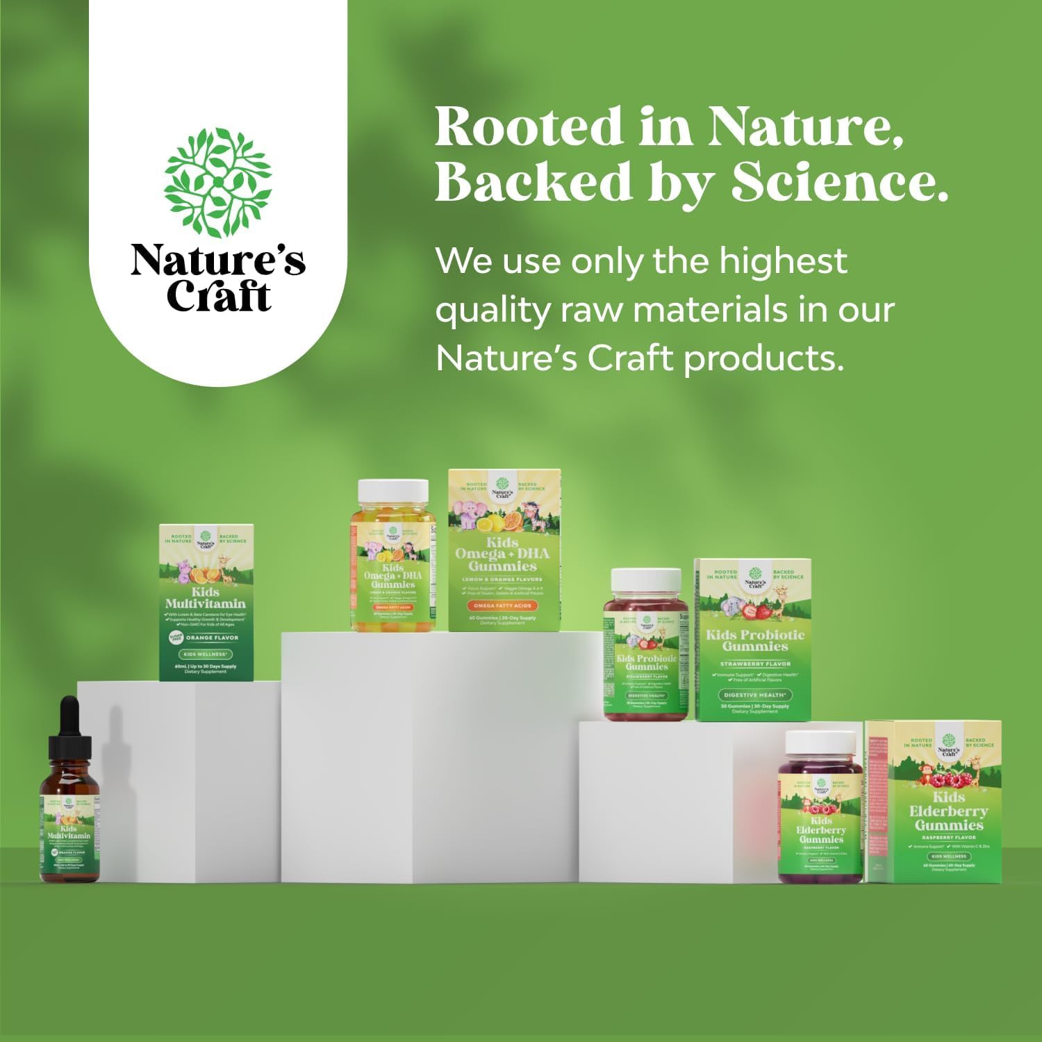 Natures Craft Kids daily wellness Support Gummies alongside healthy snacks