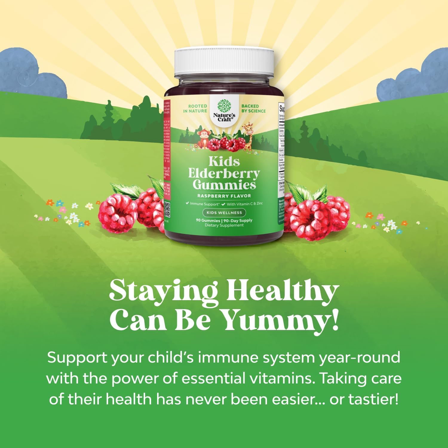 Natures Craft Kids daily wellness Support Gummies close-up of gummies
