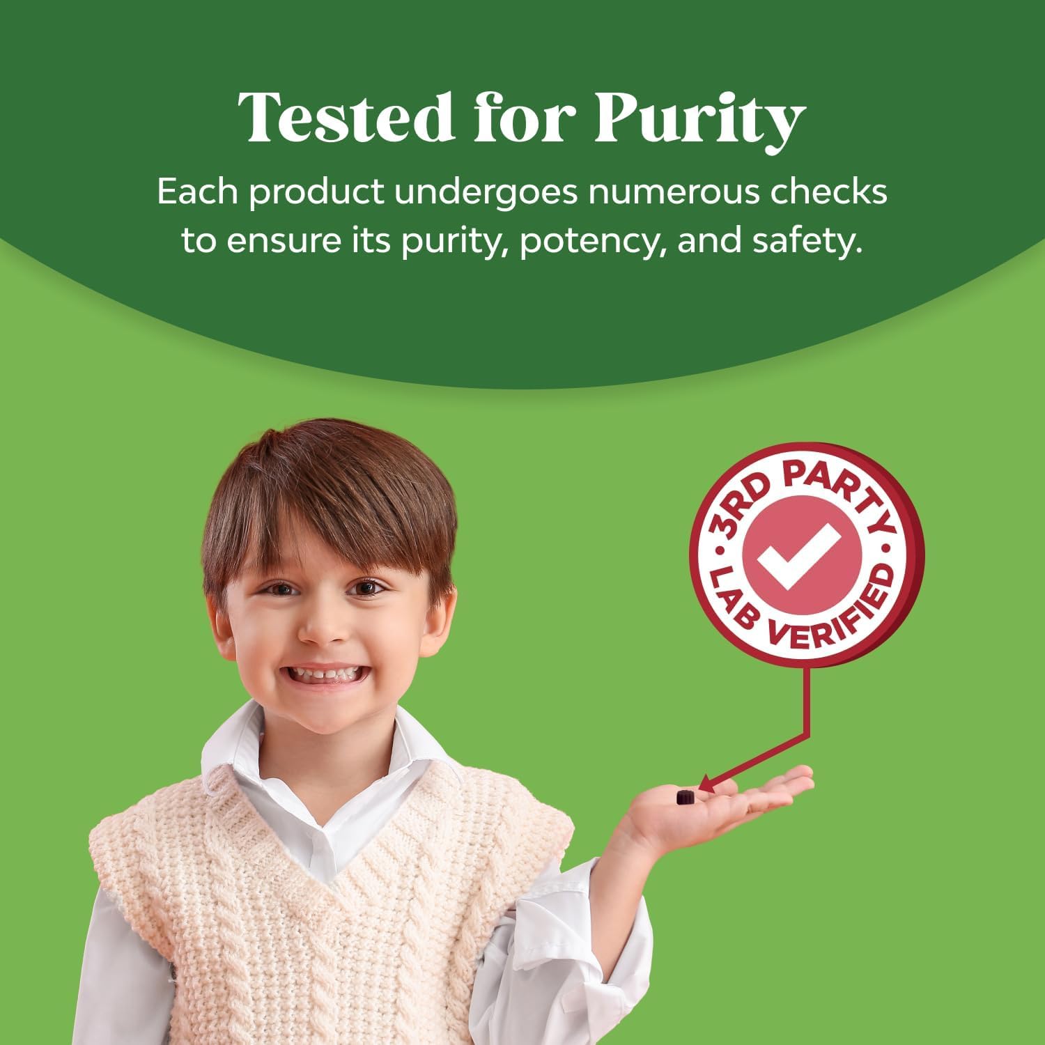 Natures Craft Kids daily wellness Support Gummies with a child