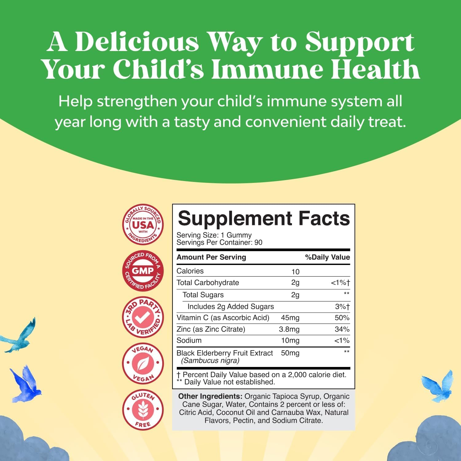 Natures Craft Kids daily wellness Support Gummies with elderberry fruit