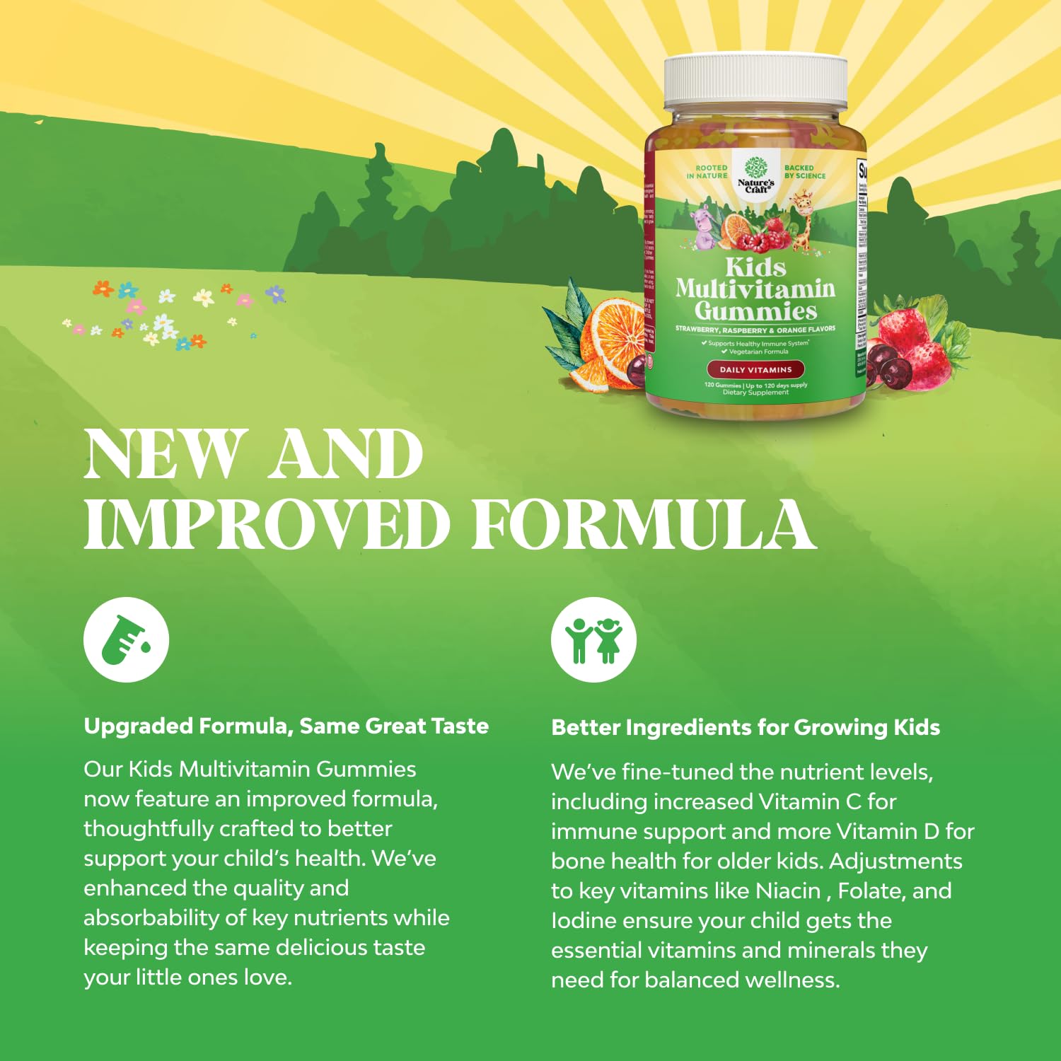 Natures Craft Kids Multivitamin Gummies with a child's hand