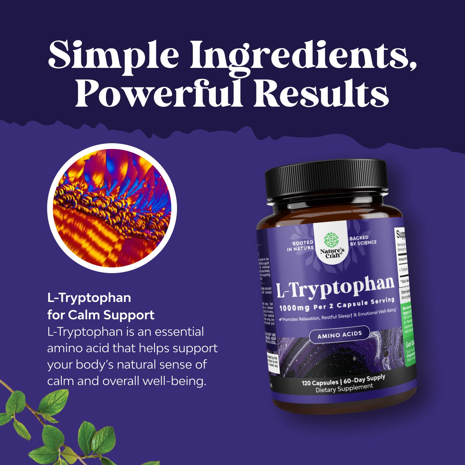 Natures Craft L-Tryptophan Capsules 1000mg capsules close-up