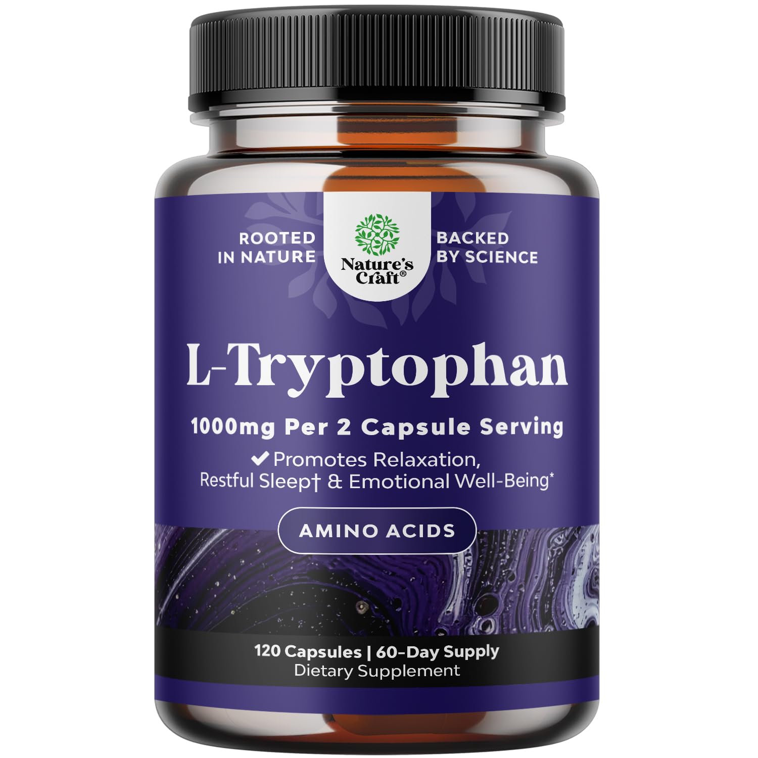 Natures Craft L-Tryptophan Capsules 1000mg front view