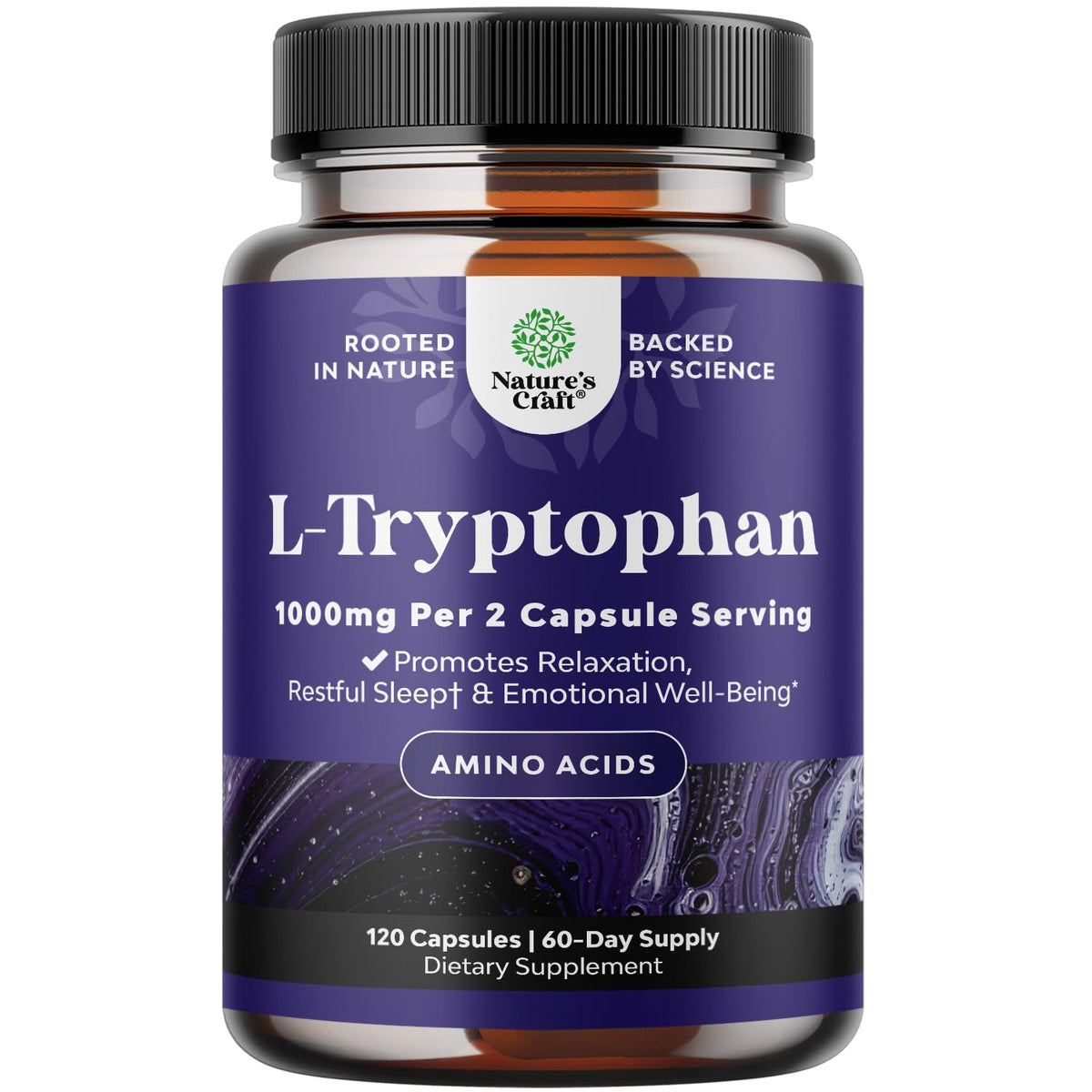 Natures Craft L-Tryptophan Capsules 1000mg front view