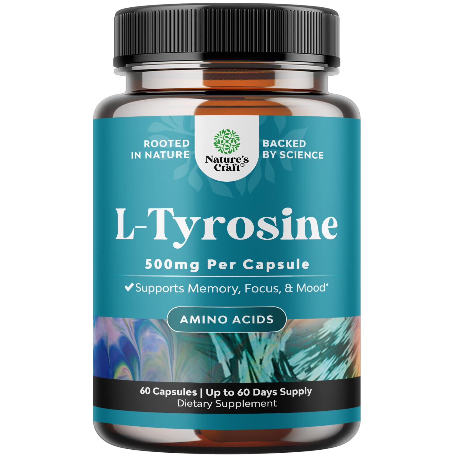 Natures Craft L-Tyrosine Mood Support Supplement 500mg front view