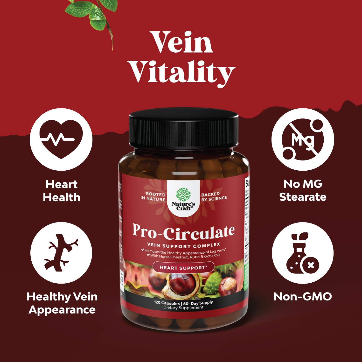 Natures Craft Leg Vein Supplement 100g close-up of capsules