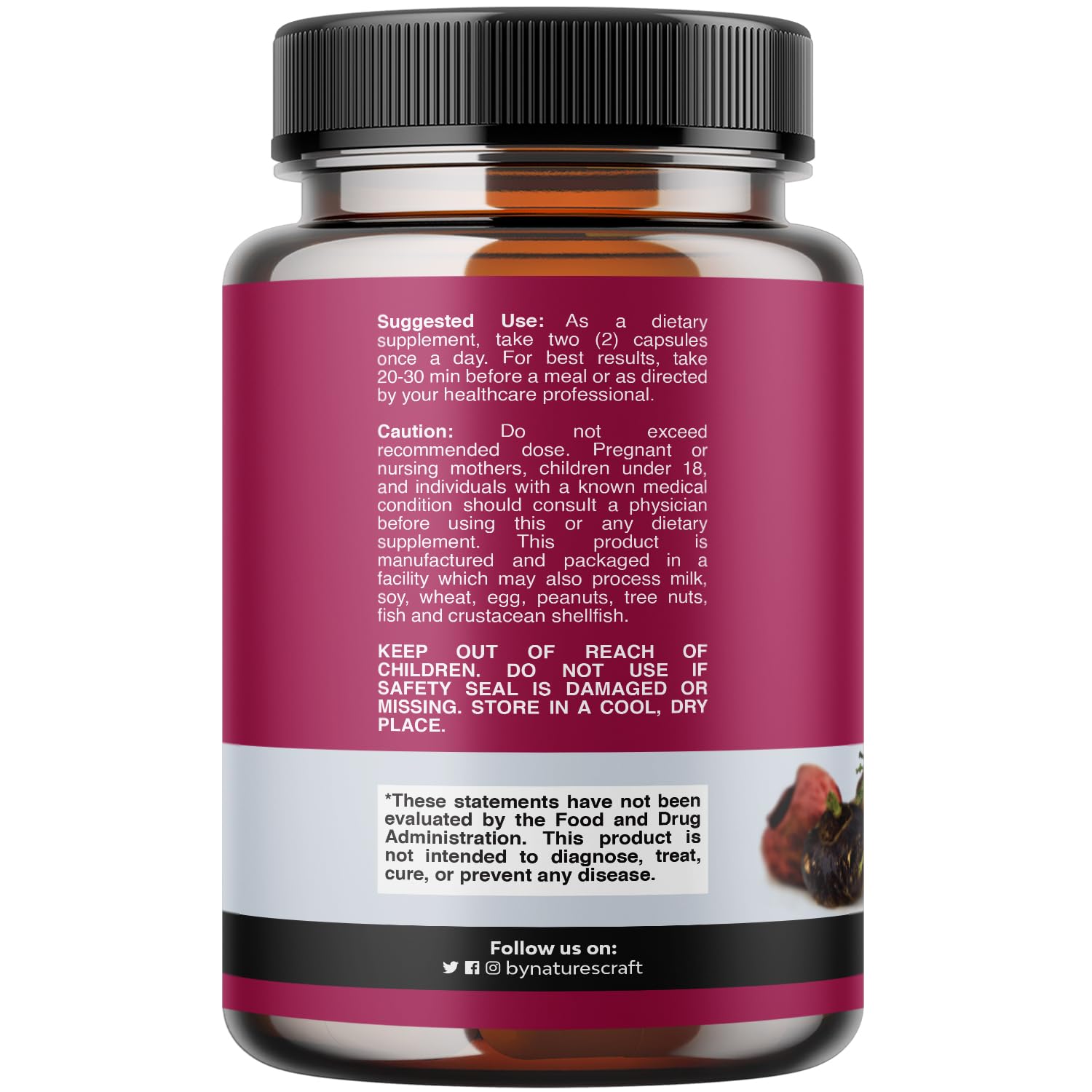 Natures Craft Maca Root Capsules 150g back view with ingredient list