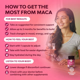 Natures Craft Maca Root Capsules 150g displayed with a measuring spoon