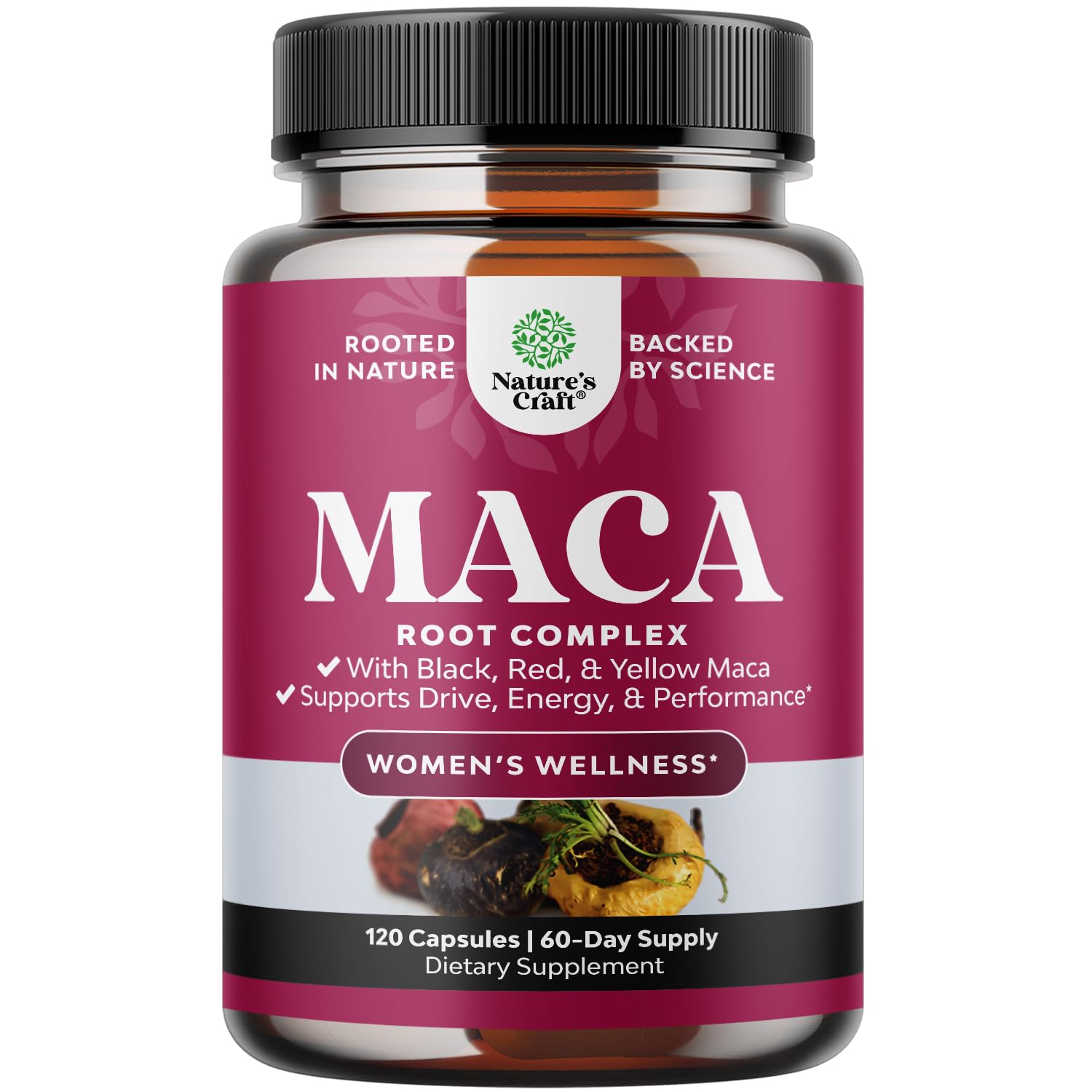 Natures Craft Maca Root Capsules 150g front view with packaging